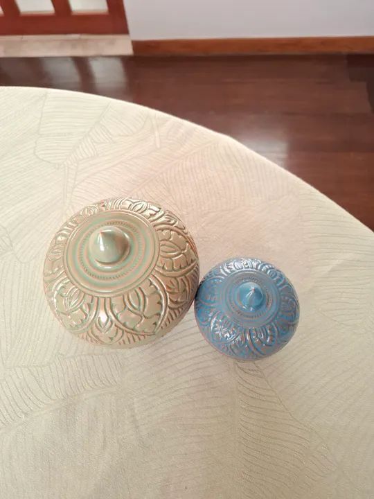 Potes decorativos de cerâmica feitos à mão comprados no Camboja (Ásia) - Foto 3