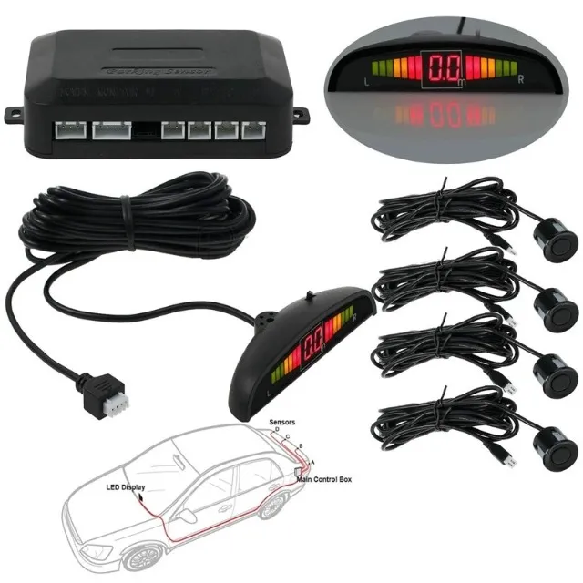 Kit Sensor de Estacionamento Ré 18mm preto prata ou branco automotivo universal