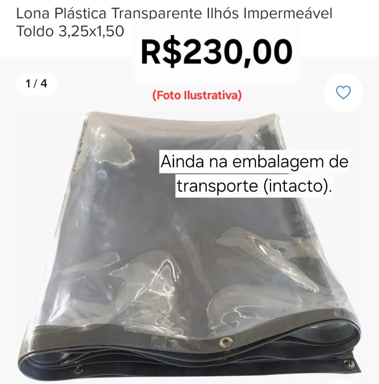Lona Plástica Transparente Impermeável 3,25x1,50