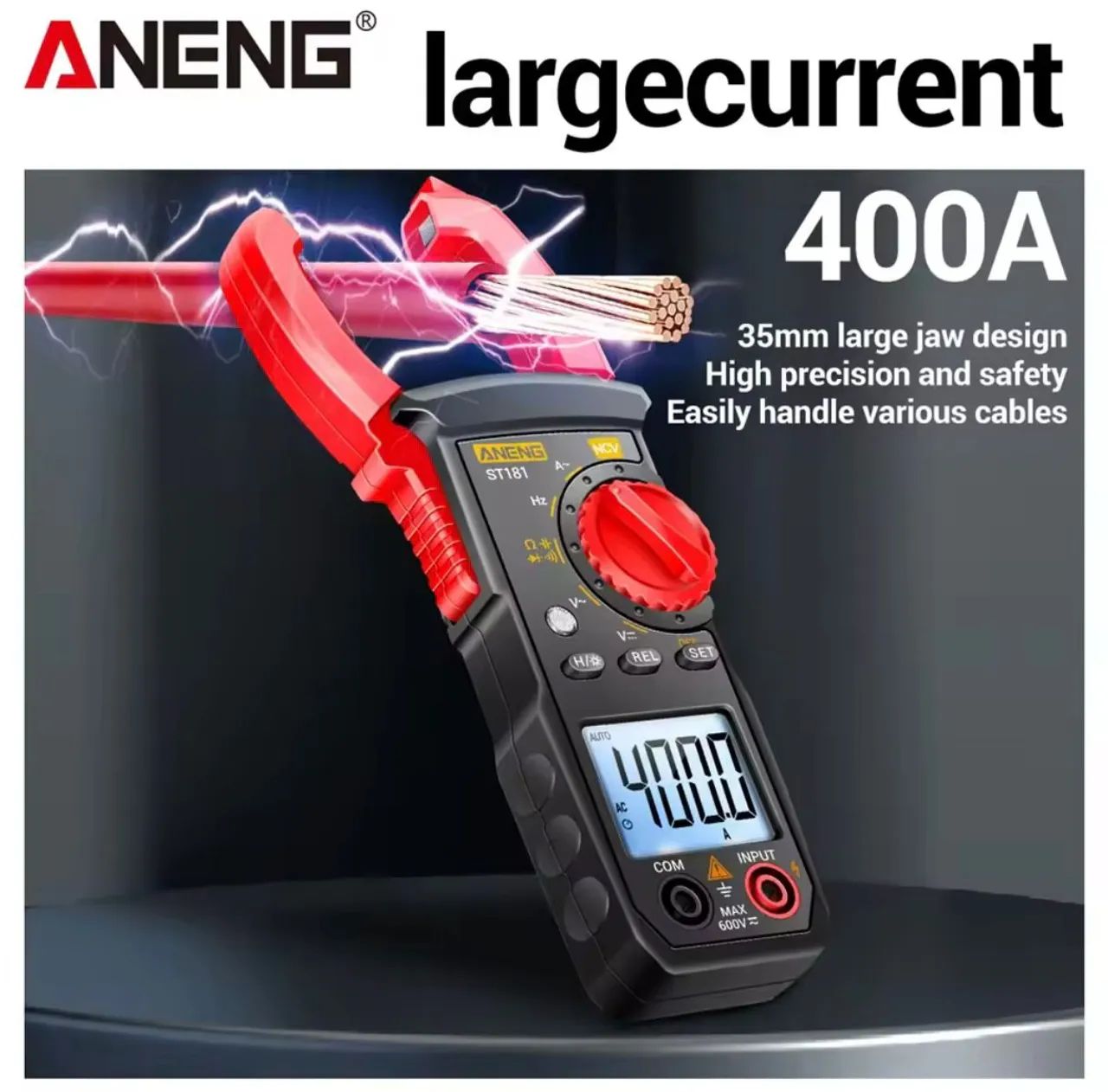 Alicate amperímetro ANENG-ST181 Digital Clamp Meter DC e AC - Foto 2