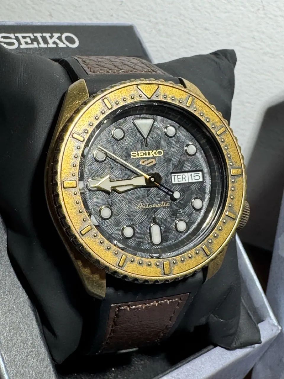 Relógio Seiko SRPE80 5 Sports Automático cor Bronze 