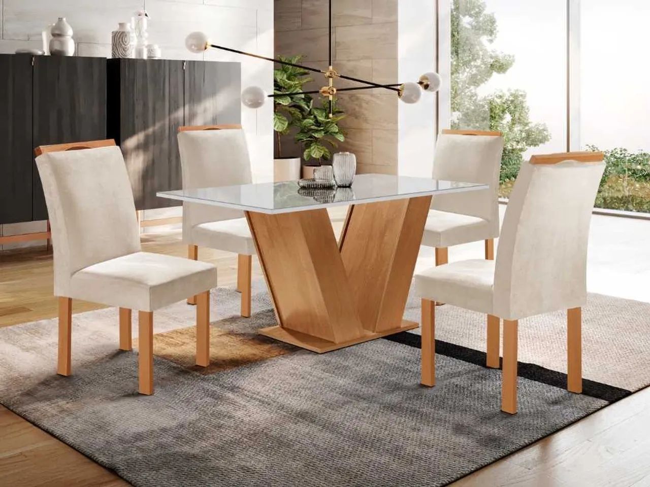 Mesa de Jantar 1.20×0.80 Com 4 Cadeiras Stella l543