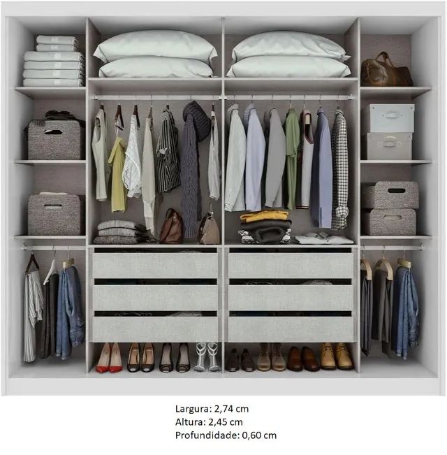 Guarda Roupa 2 Portas 6 Gavetas Espelho 100% MDF Novo Varios Modelos - Foto 2