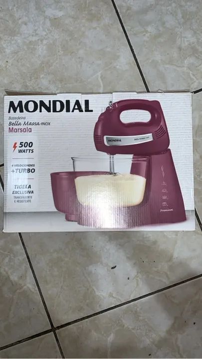 Batedeira Mondial Bella Massa Inox Marsala 500W