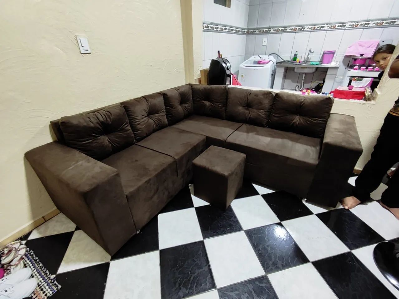 Sofá de canto com puff - Foto 2