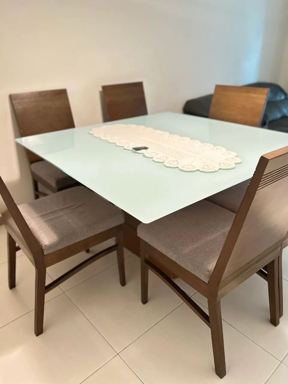 Mesa quadrada vidro 6 cadeiras 64960523150722121