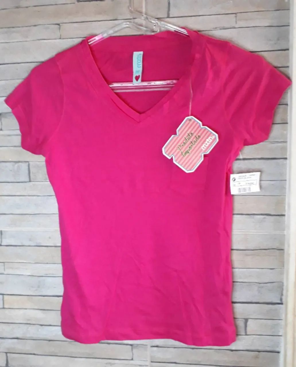 BLUSA MALHA DECOTE V TAM PP COR ROSA MORADO 100 % ALGODÃO - Foto 3