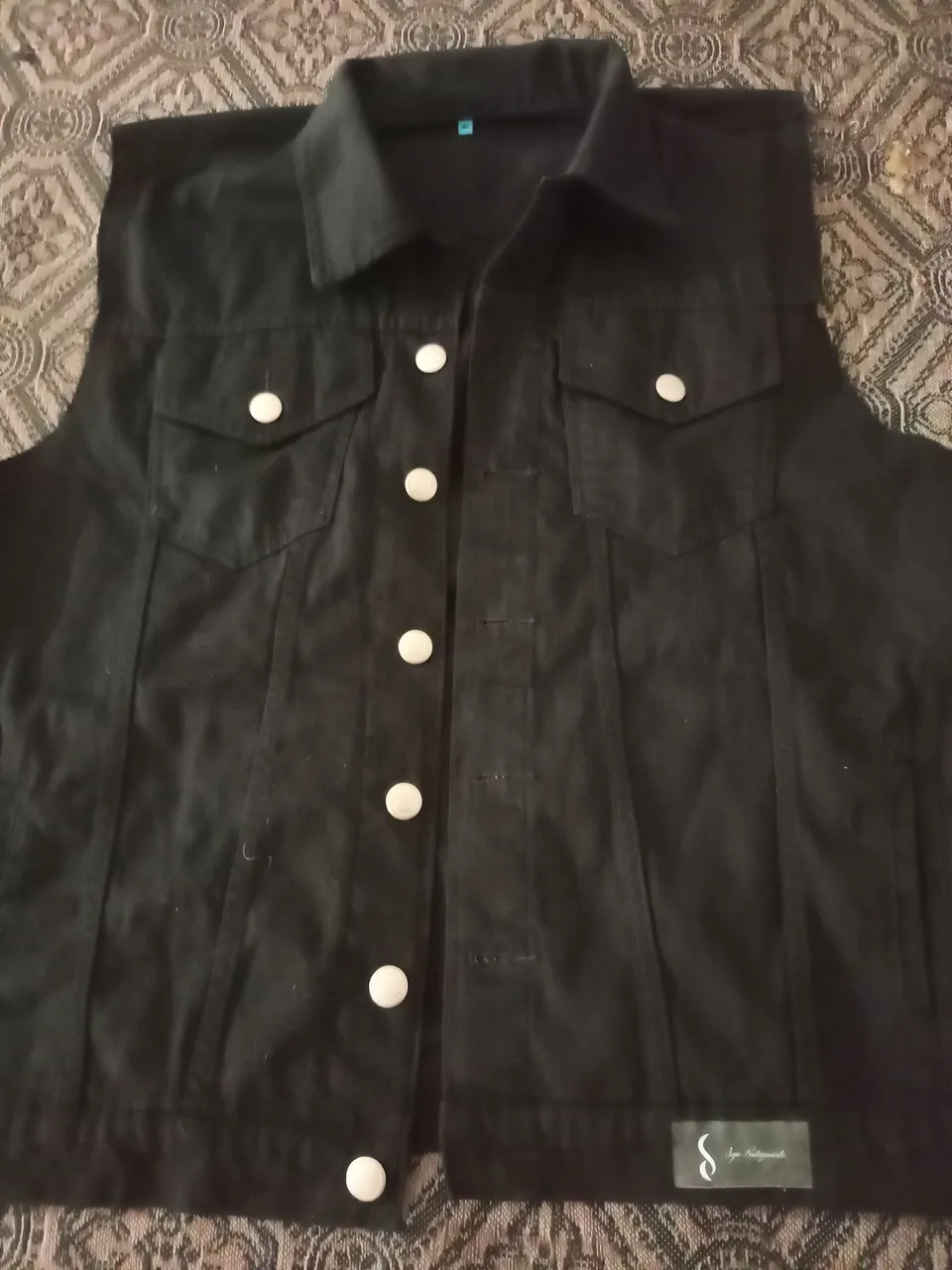 Colete Jeans Preto Sem Manga