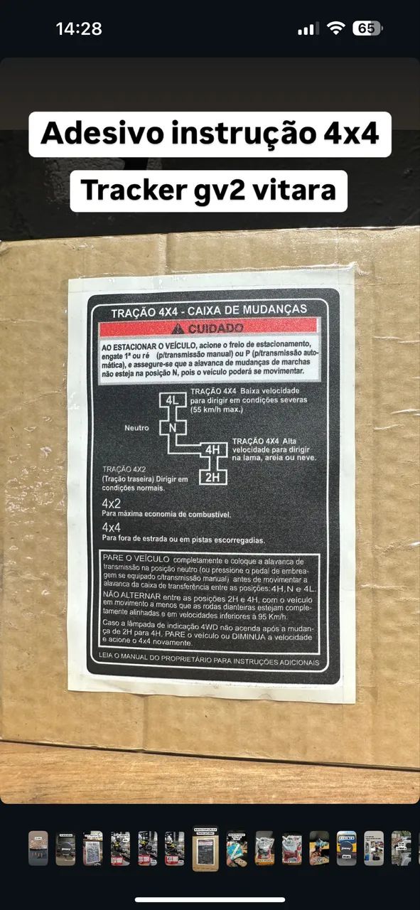 Adesivo instrução 4x4 tracker gv2 Vitarinha sidekick
