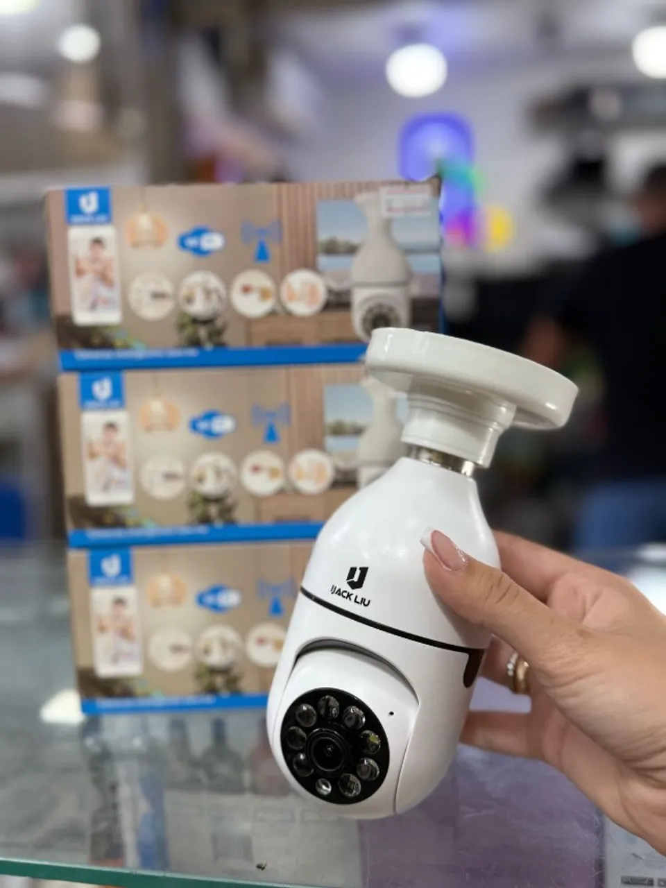 Câmera para bocal de lâmpada wi-fi
