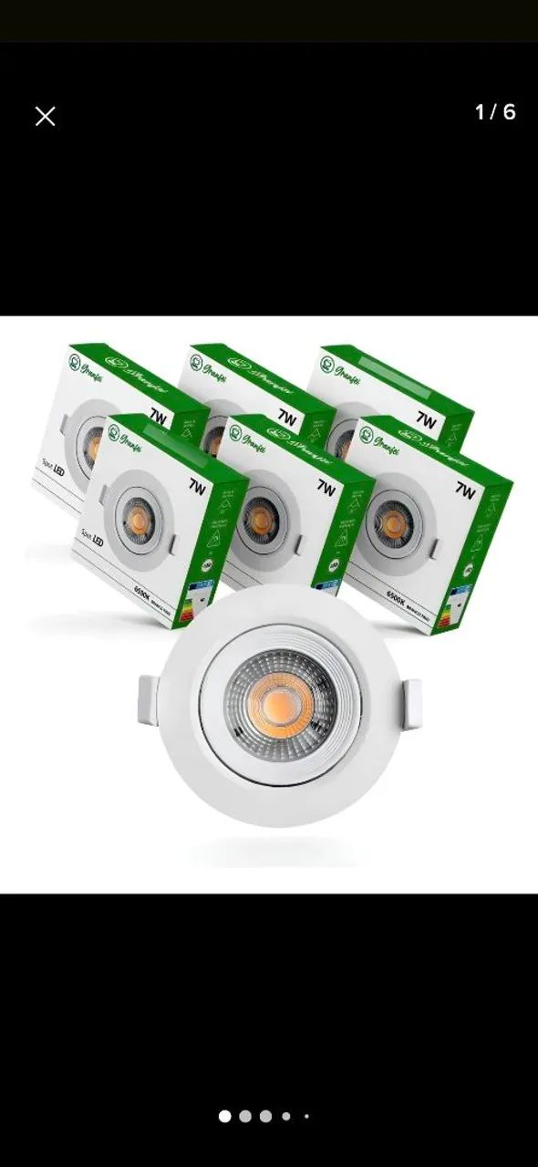 Spot led 7w 6500k redondo kit com 10