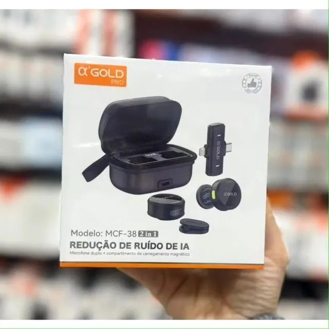 Microfone de Lapela Sem fio Magnético com redução de ruído de IA