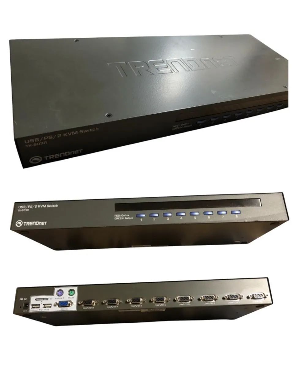 Switch Kvm 8 Portas Rack Trendnet Tk-803r Usb/vga Ps2 - usado