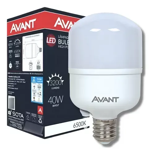 Lâmpada 40w Led Bulbo E27 6500k Branco Frio Bivolt - Avant C