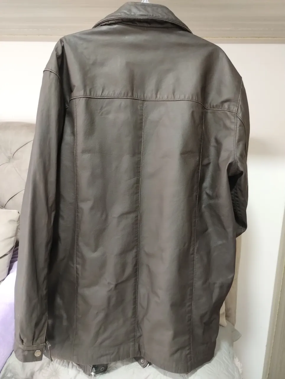 Casaco de Couro Masculino Marrom