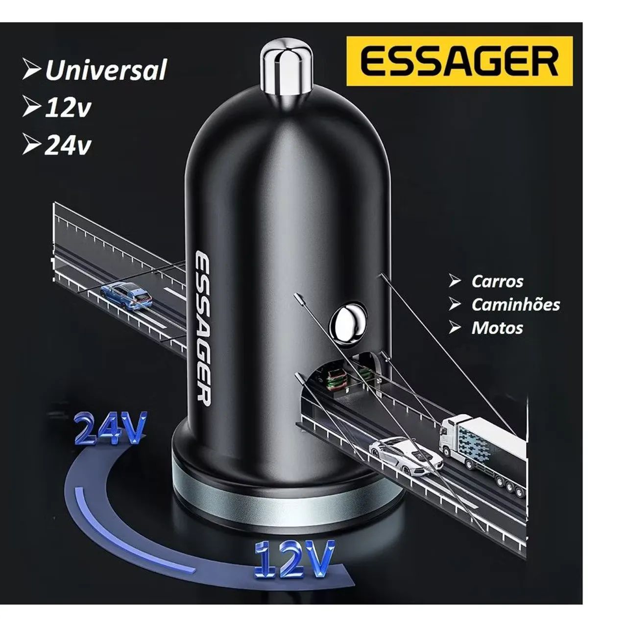 Carregador Veicular Duplo 30W Tipo C + USB - Foto 3