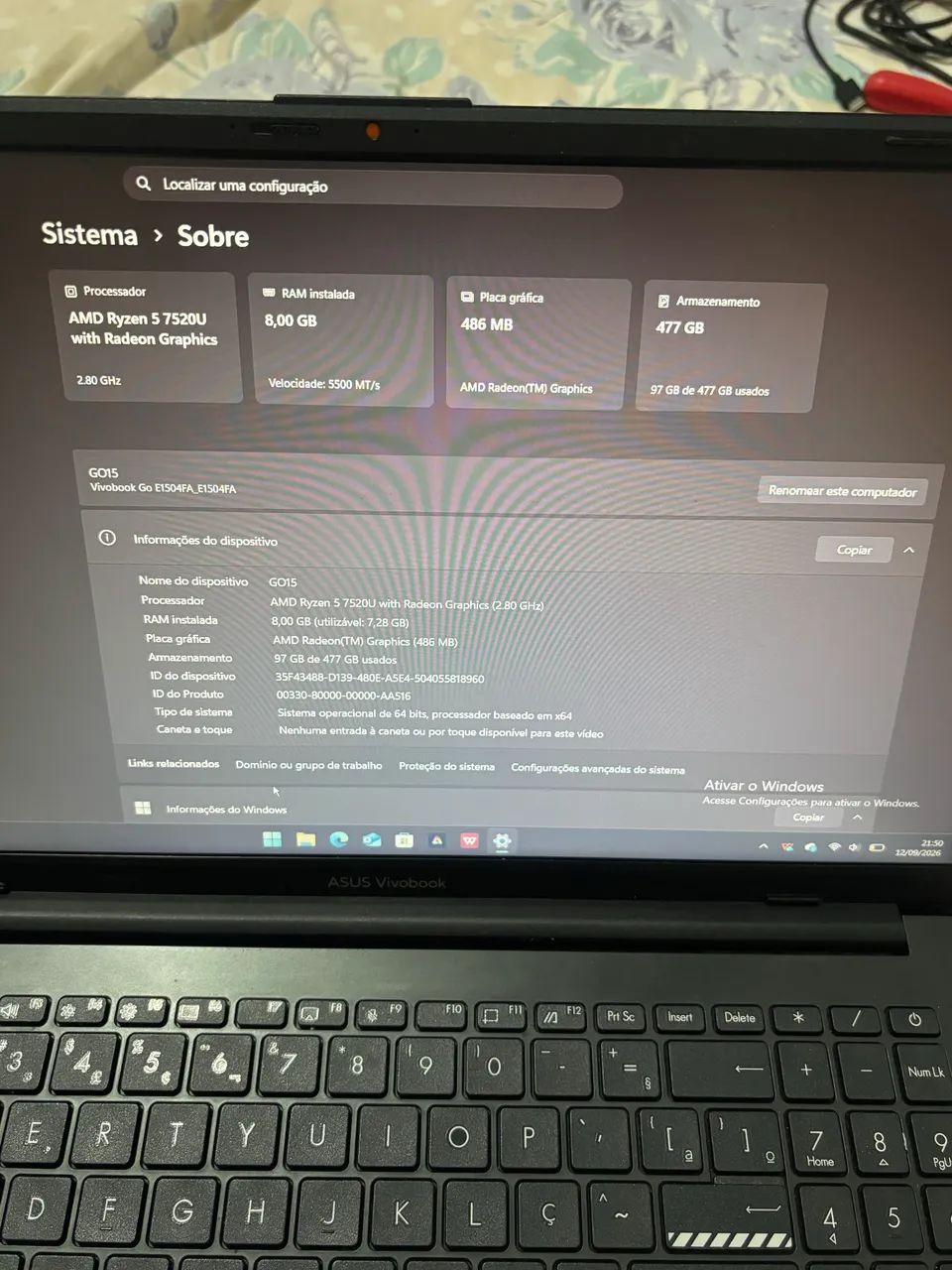 Vendo notebook ASUS Vivobook Go 15 - E15004FA - Foto 4