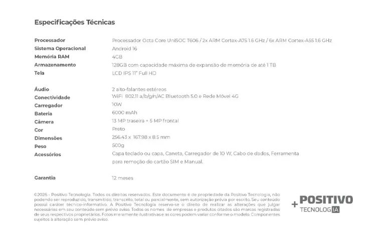 Tablet Positivo Vision TAB11 com Capa Teclado + Caneta - Foto 5