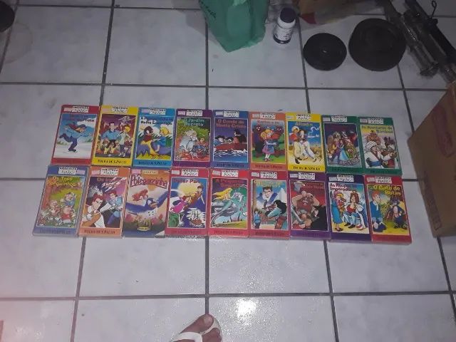 super lote 18 fitas vhs infantis videoteca da criança videolar polegarzinha monte cristo