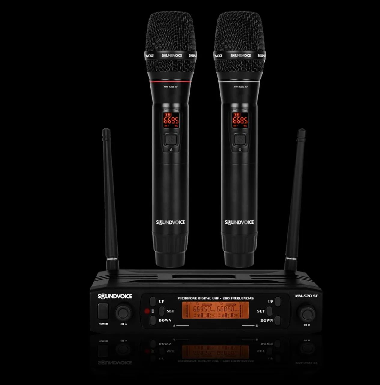 Microfone Duplo Sem Fio Profissional Soundvoice MM-520SF - Foto 3