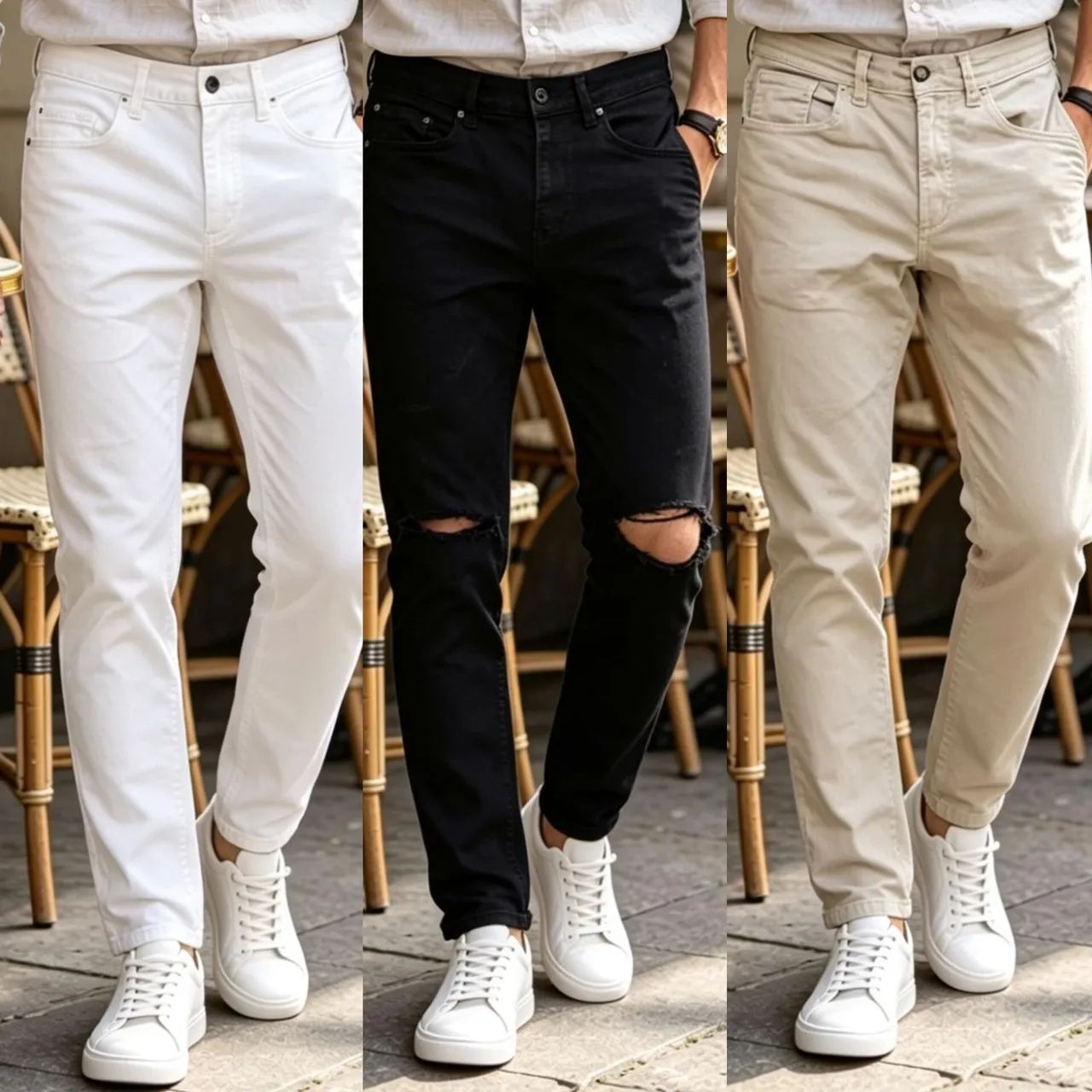 Calças masculinas (3 peças) Preto e Branco Zara e Bege Marfinno ORIGINAIS