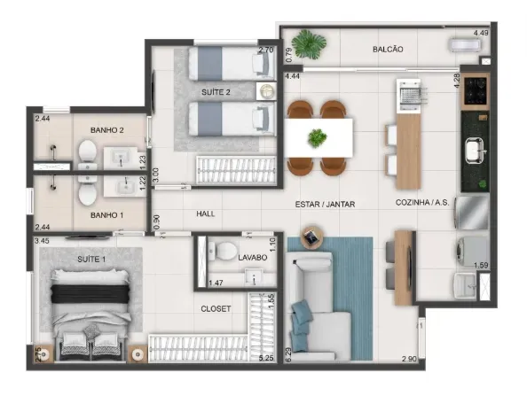 PLANTA 71m²