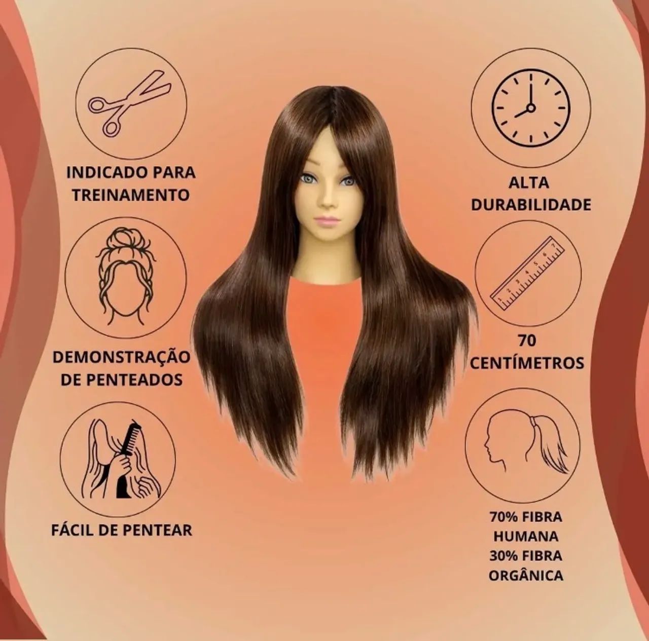 Cabeça De Boneca Mista 70% Humano P/treino De Cabeleireiro - Foto 2
