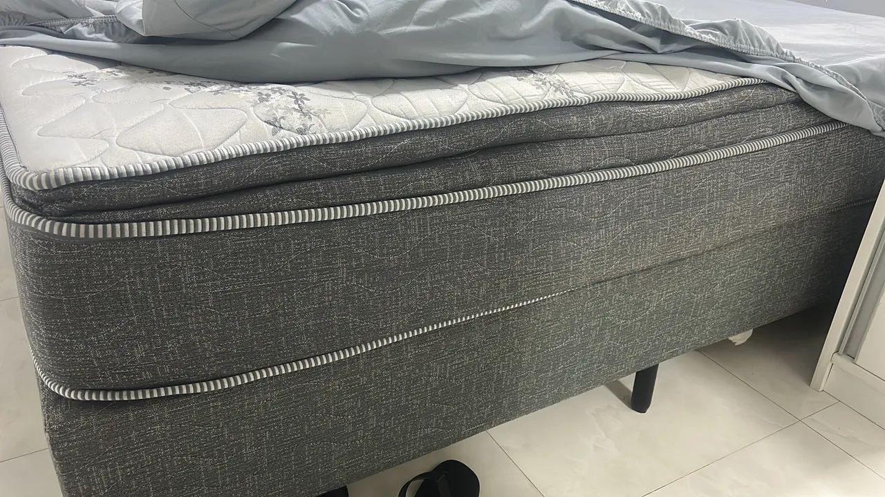 Cama box solteiro e colchão queen  - Foto 2