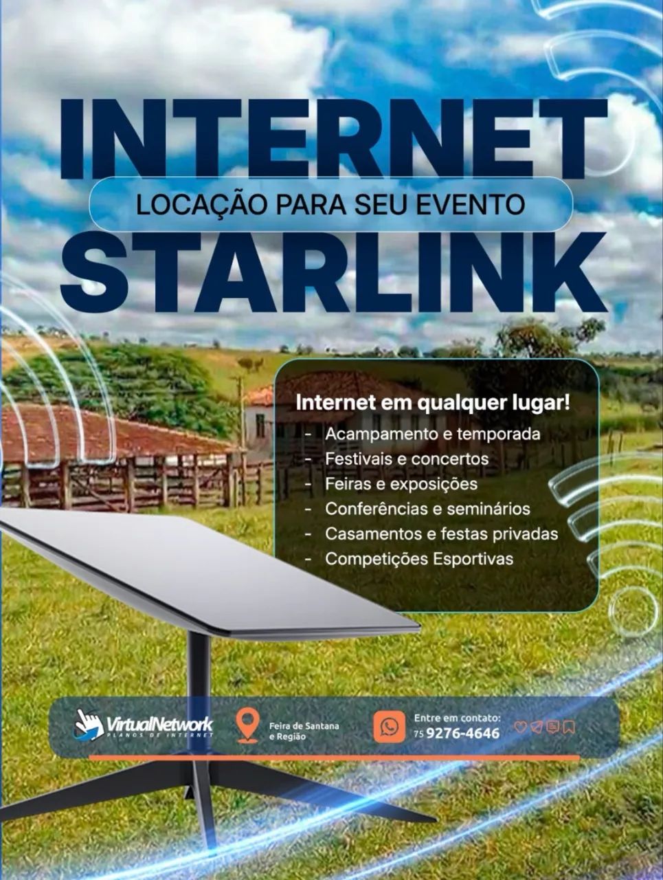 Alugamos Starlink internet móvel 