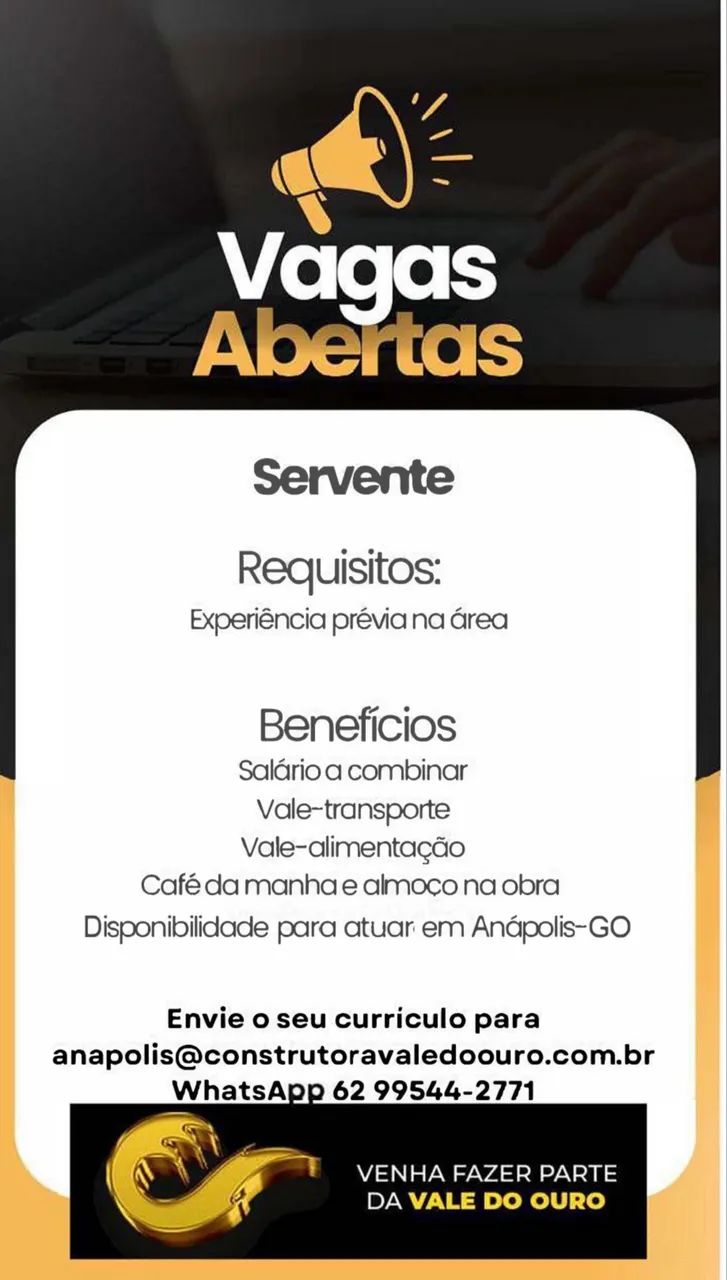 Vaga Abertas em Anápolis - Go - Foto 2