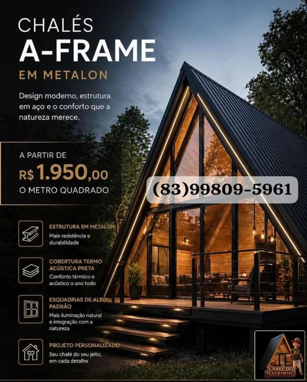 Construímos cabanas a-frame melhor preço do nordeste 