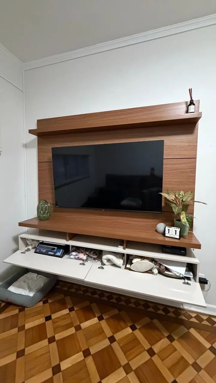 Painel para TV até 65 Polegadas 180CMX160CM 2 Portas Basculantes 2 Prateleiras - Foto 3