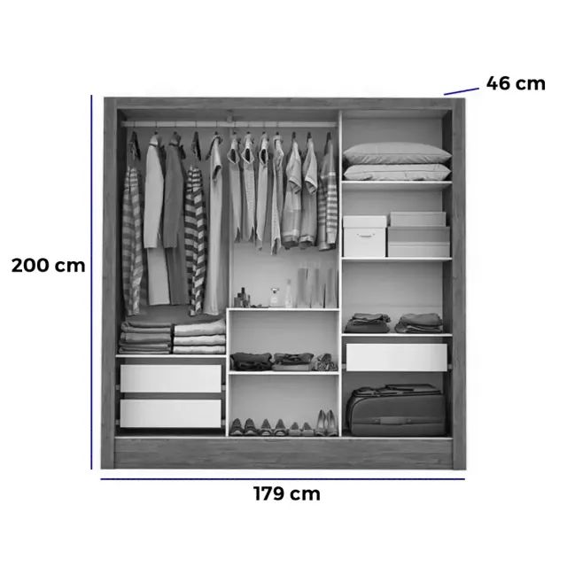 Guarda Roupa Casal Dubai com Espelho e 3 Portas de Correr - Foto 4