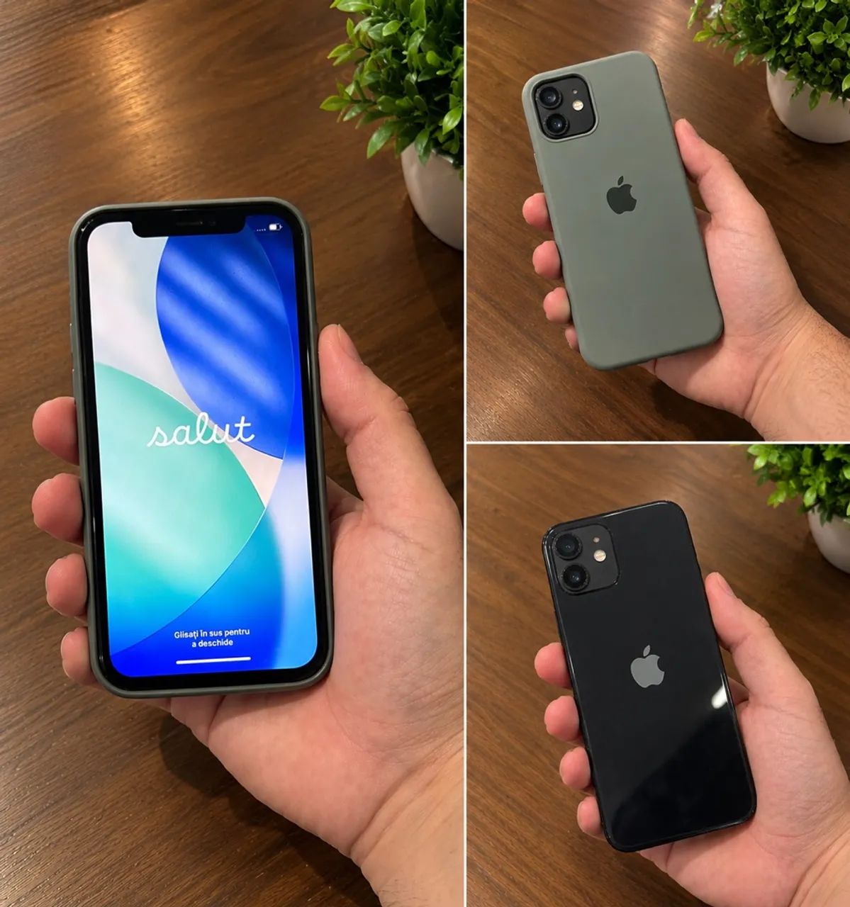 Apple iPhone 12 Azul com Case Cinza 