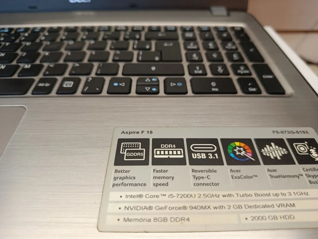 Notebook Acer core i5 7 geração placa de vídeo 940m 12 gb memória