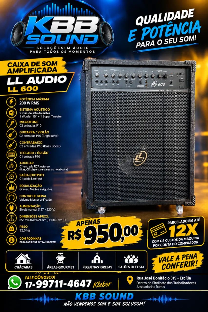 CAIXA AMPLIFICADA MULTIUSO LL AUDIO LL 600