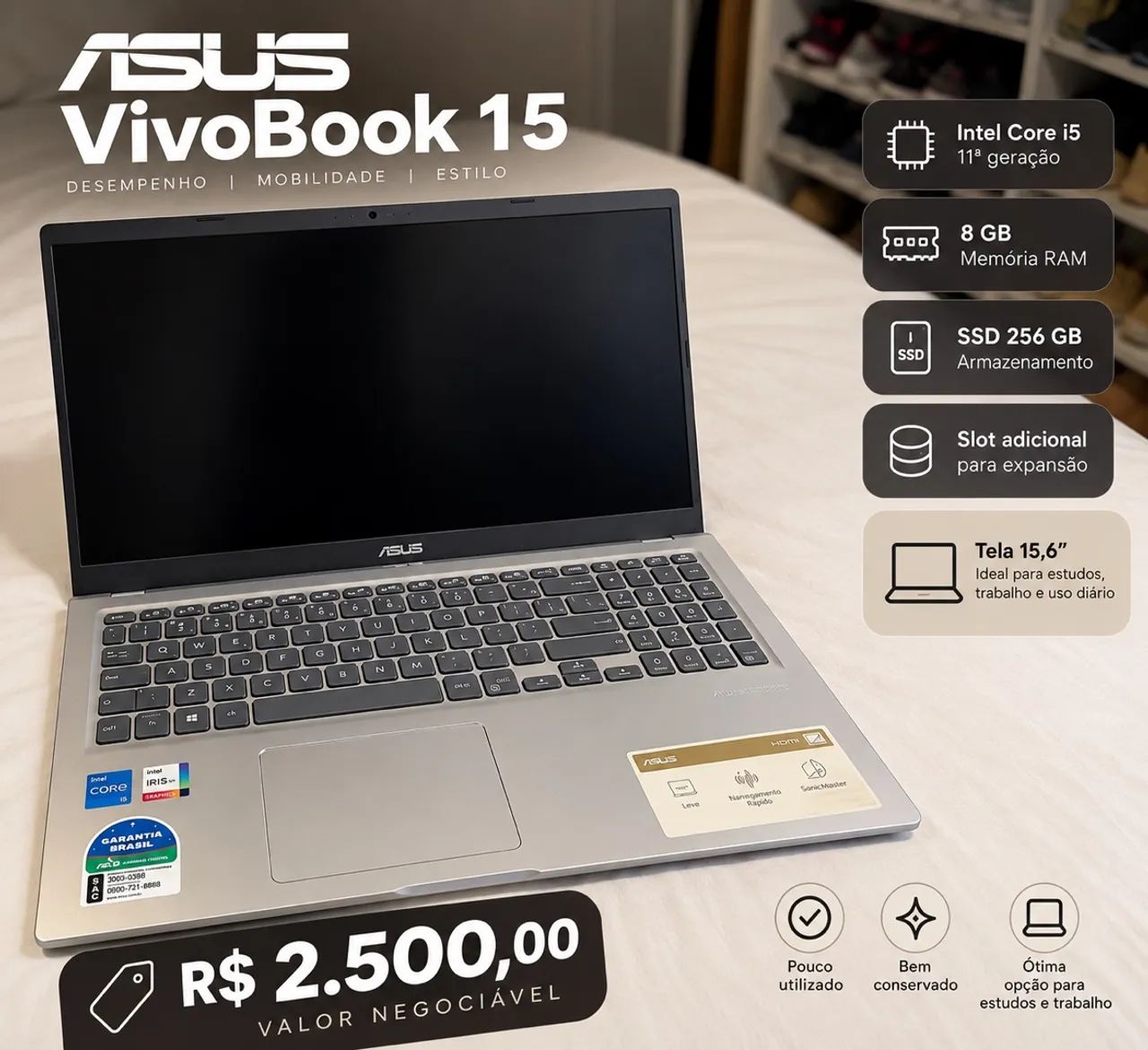 NOTEBOOK ASUS VIVOBOOK 15 À VENDA!
