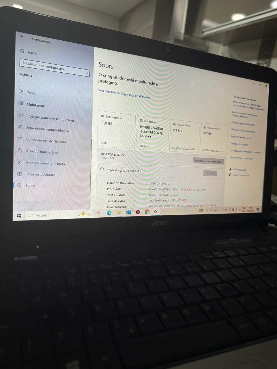 Notebook Acer aspire i5 10g ssd - Foto 4
