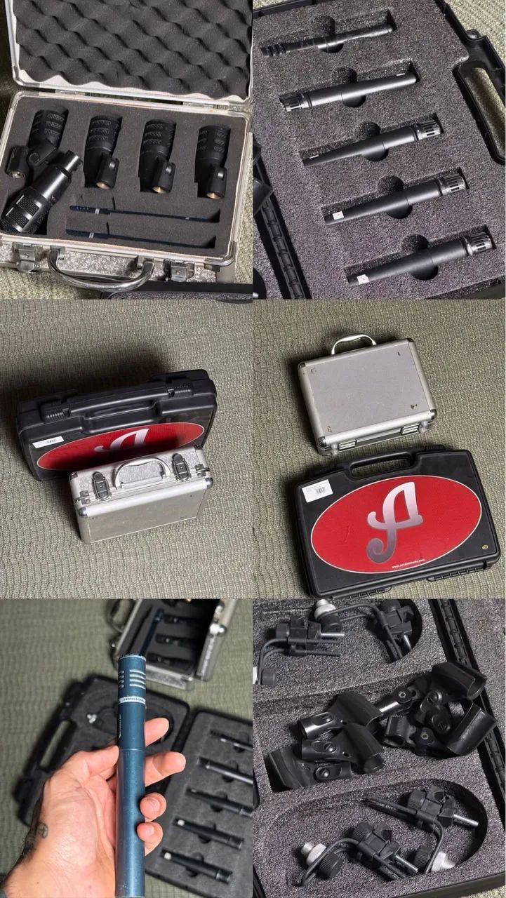Kit Bateria Audix + Arcano (10 Mics + 2 Cases + 12 Clamps) - PREÇO DE OCASIÃO