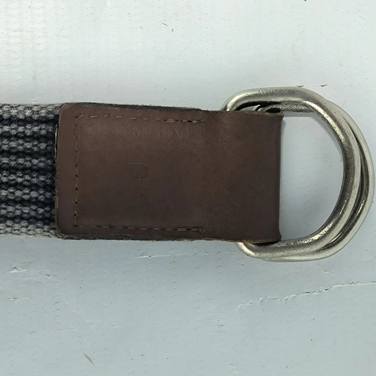 Cinto masculino Brooksfield original cinza e marrom lona e couro  - Foto 4