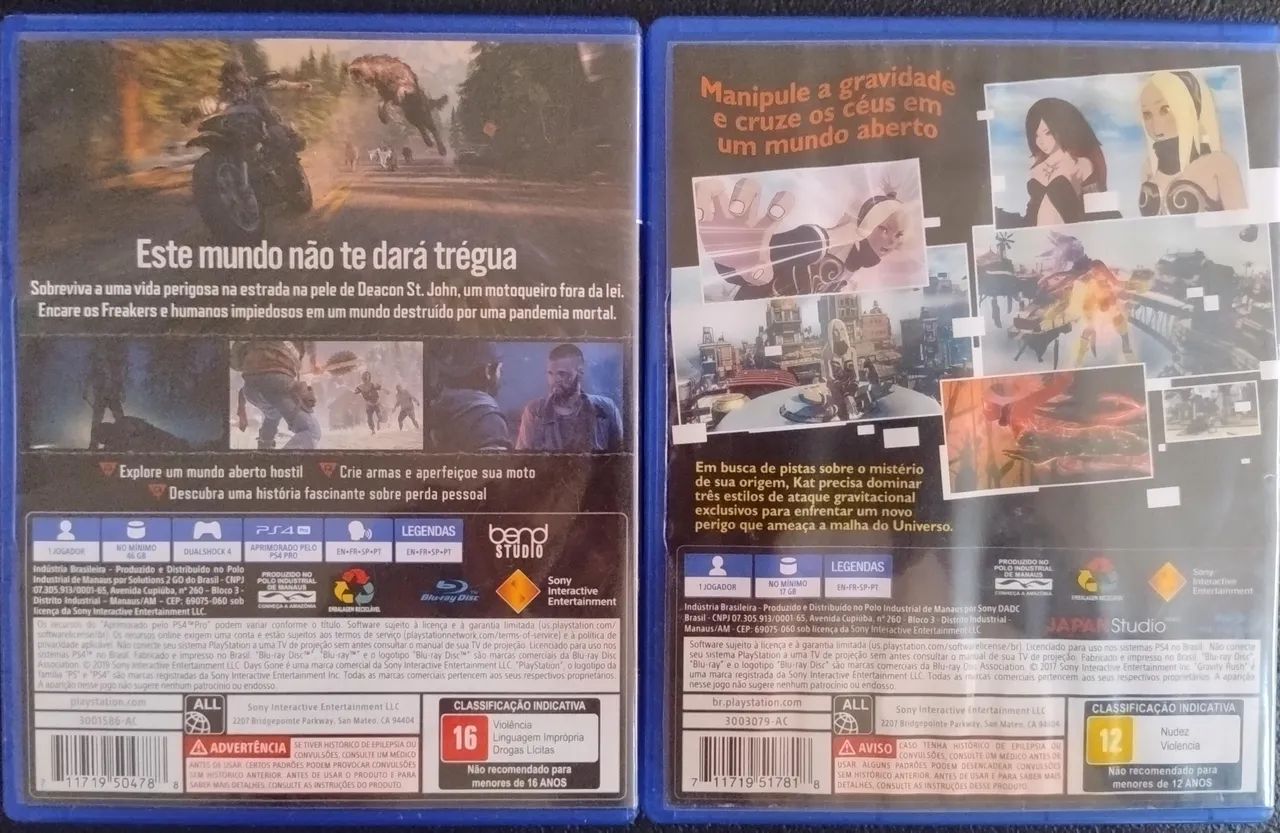 Days Gone e Gravity Rush 2 - originais p/ Ps4 - Foto 3