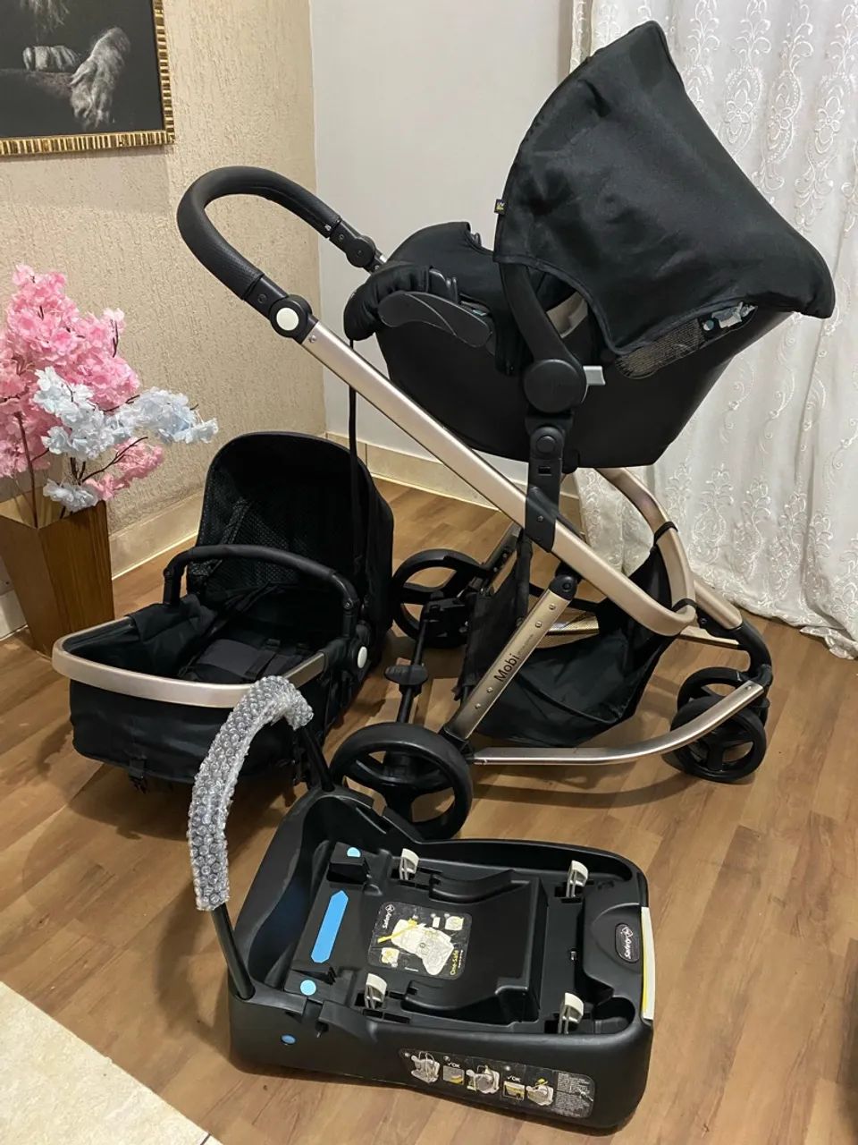 Carrinho Moisés com bebê conforto e base  - Foto 5