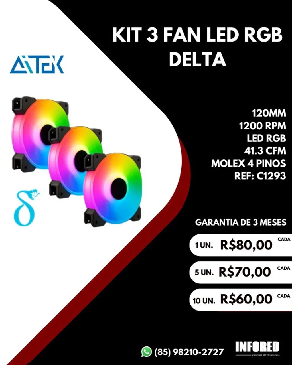 Kits de Fans RGB e ARGB - Ventilação Gamer - Foto 3