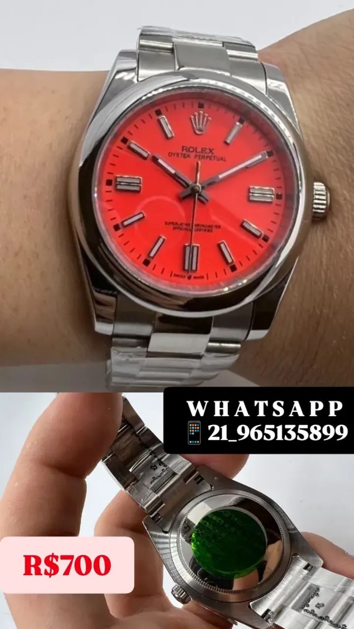 Relógio ROLEX AUTOMÁTICO _ OYSTER PERPETUAL FUNDO VERMELHO  - Foto 3
