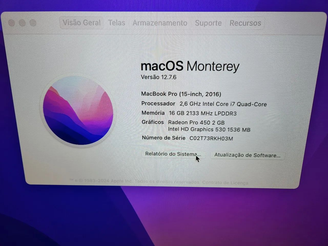 Macbook Pro 15 2016 Sem Tela (A1707) - Foto 3