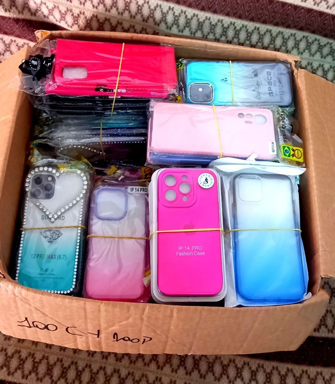 Lote Com 100 Capinhas + 100 Películas Celular- Atacado CG 
