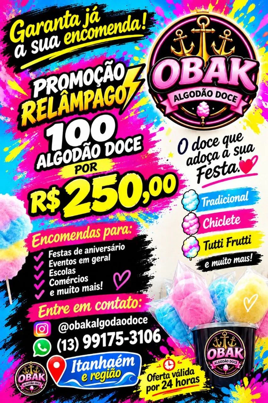 ALGODÃO DOCE NO PALITO 