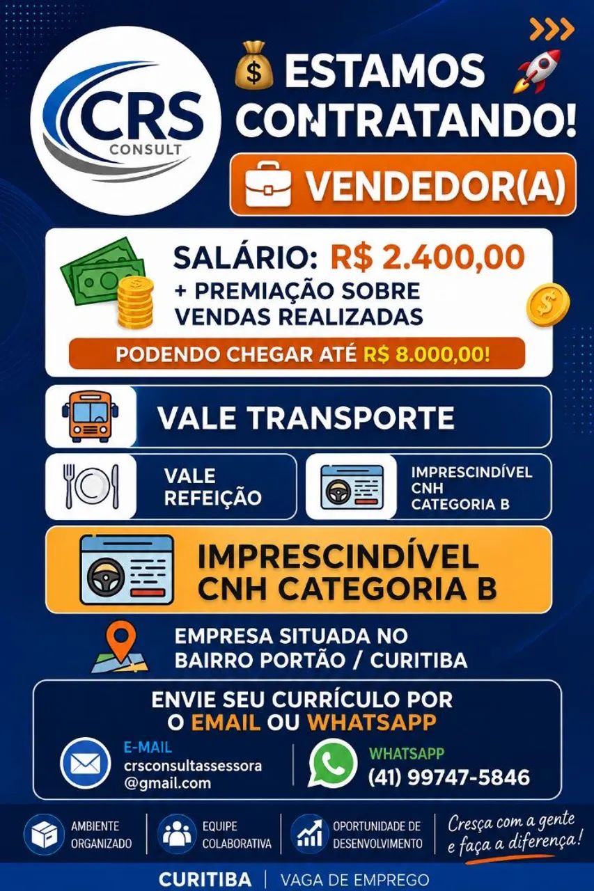 Vaga para vendedor com CNH- Portao