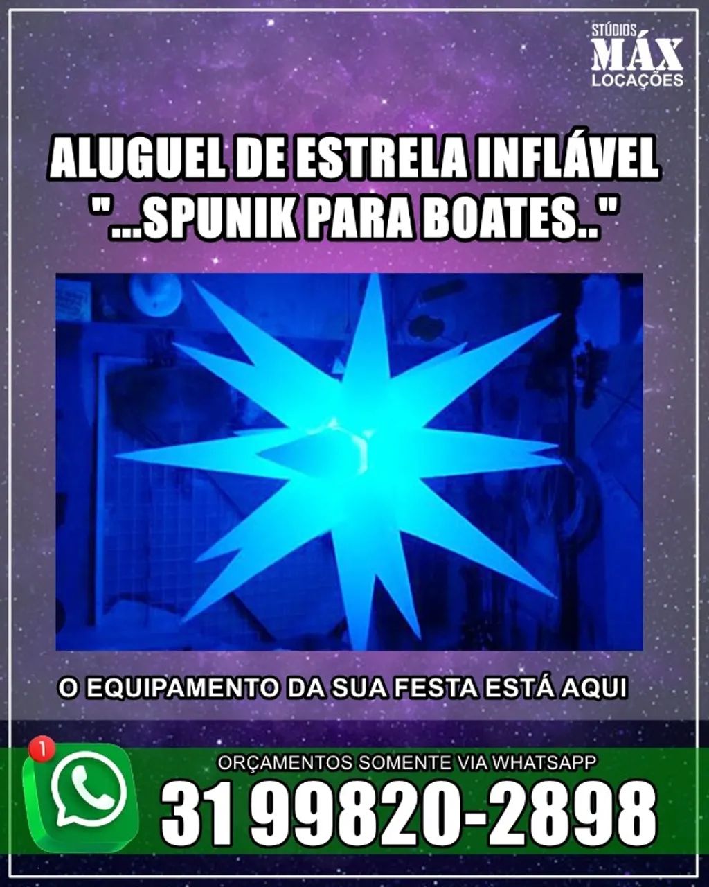 Aluguel de Estrelas Infláveis Sputnik para decoração boates e eventos