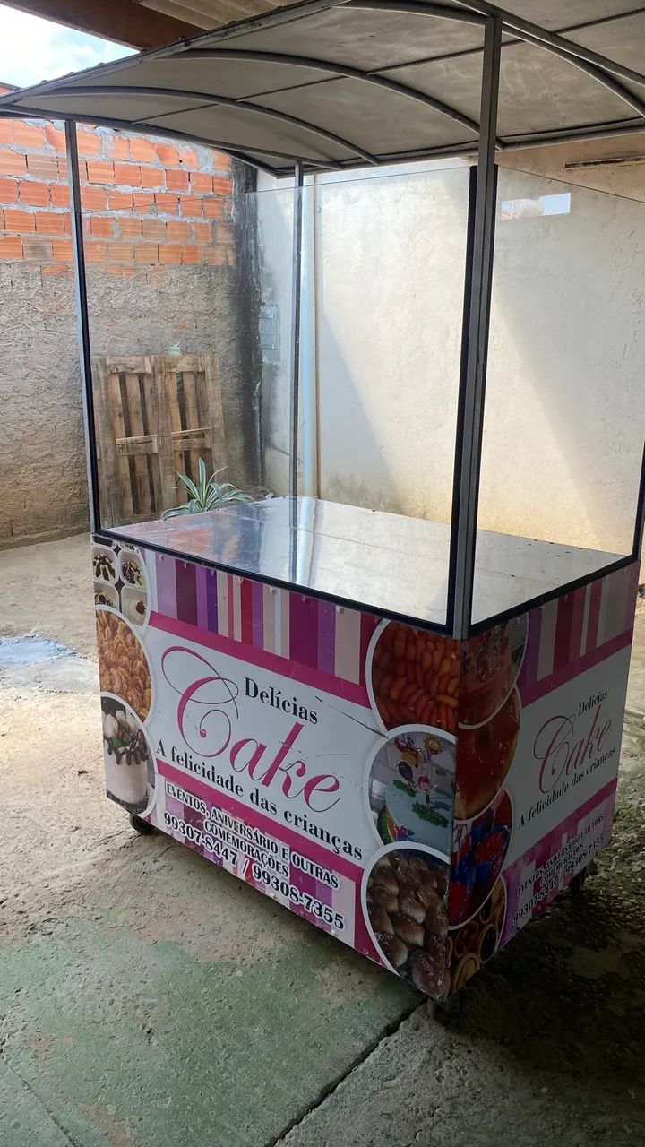 CARRINHO PARA VENDAS DE DOCES E ALIMENTOS - COMPLETO COM COBERTURA E VIDROS | R$ 2.400 - Foto 2